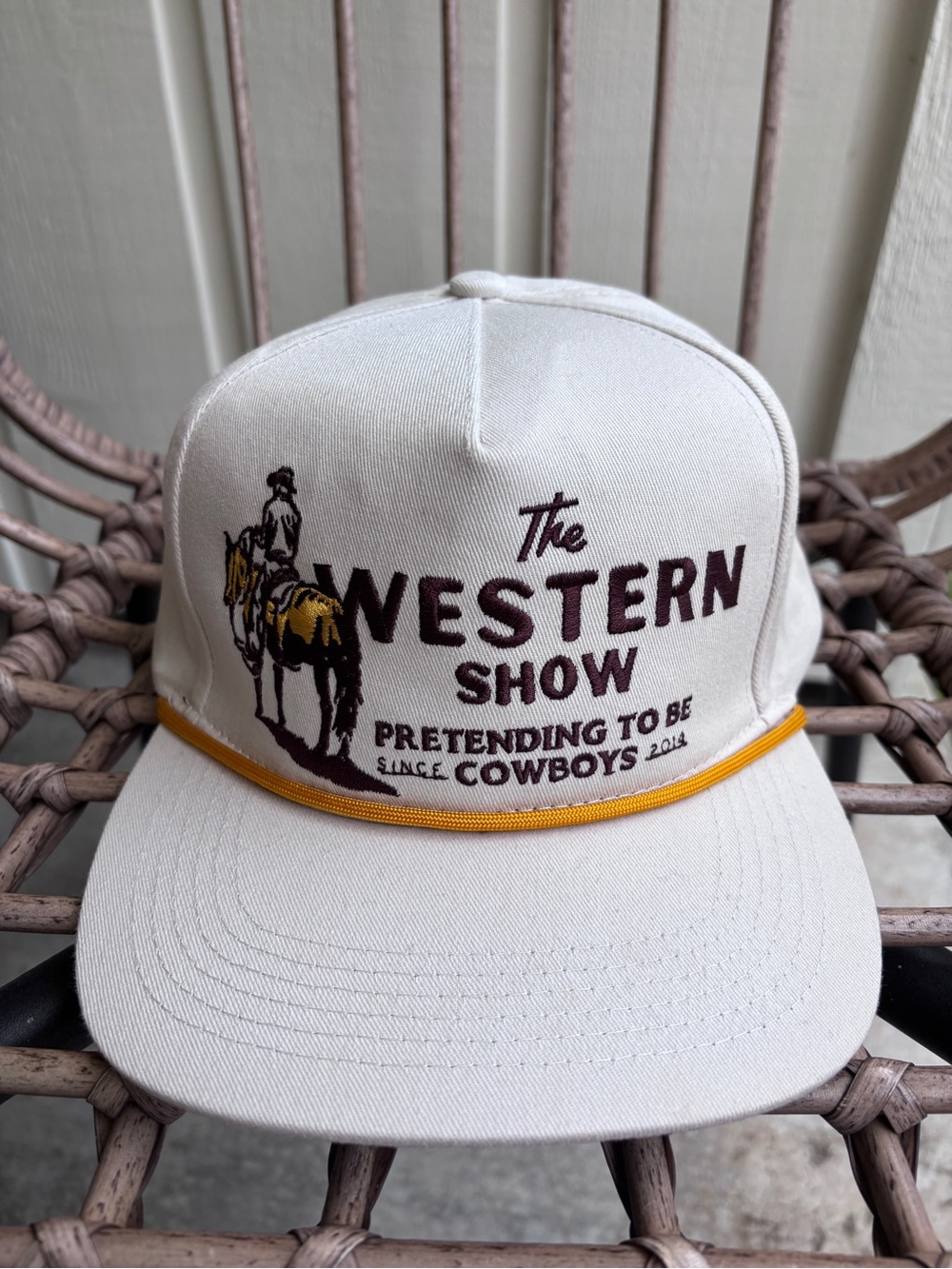 The Western Show Cream Snapback Hat with Mustard Trim